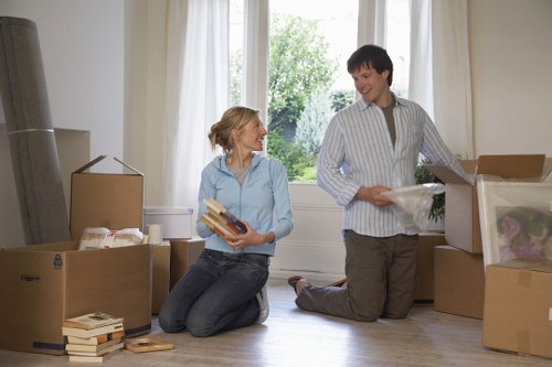 Office furniture being carefully moved by experts